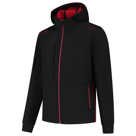 Afbeeldingen van Tricorp softshell met capuchon Accent - maat S - zwart/rood  