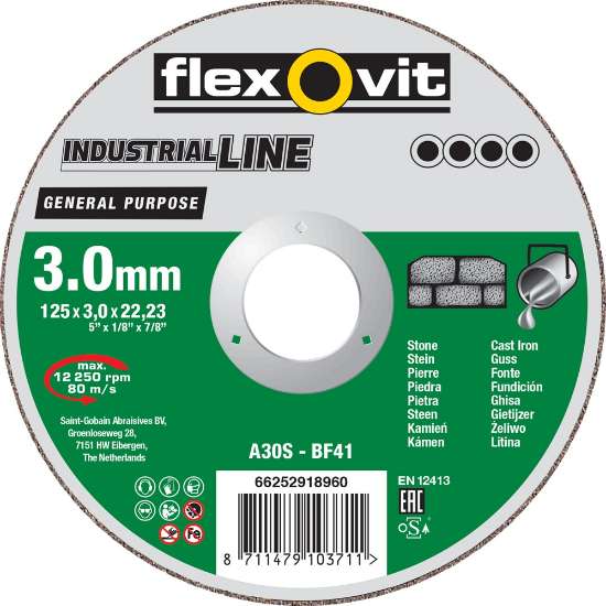 Afbeeldingen van Flexovit Doorslijpschijf steen 125x3.0x22 - steen