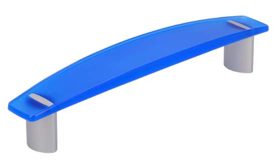 Afbeeldingen van Siro Meubelgreep kunststof - boorafstand 128mm/L 155mm/H 29mm/B 28mm - blauw/aluminium 