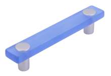 Afbeeldingen van Siro Meubelgreep kunststof - boorafstand 96mm/L 126mm/H 26mm/B 20mm blauw/aluminium 