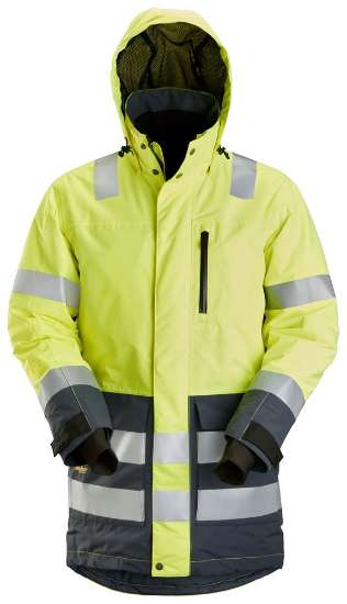 Afbeeldingen van Snickers Allround parka klasse 3 1830-6658, Maat L, high-visibillity geel/staal, grijs