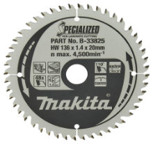 Afbeeldingen van Makita zaagblad B-33825 - Ø136X20mm 48 tands - geschikt voor laminaat