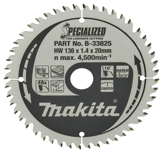 Afbeeldingen van Makita zaagblad B-33825 - Ø136X20mm 48 tands - geschikt voor laminaat