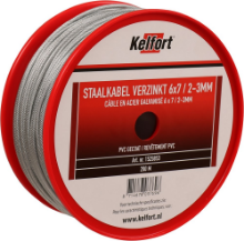 Afbeeldingen van Kelfort Staalkabel - 2-3mm 200 meter - 6x7 vlechtvorm gegalvaniseerd met Pvc coating 