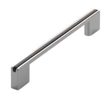 Afbeeldingen van Siro Meubelgreep metaal - boorafstand 128/160mm/L 168mm/H 28mm/B 10mm chroom glanzend/ zwart 