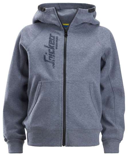 Afbeeldingen van Snickers junior logo zip hoodie 7508-3400, Maat 164, gemeleerd blauwgrijs