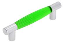 Afbeeldingen van Siro Meubelgreep kunststof - boorafstand 96mm/L 127mm/H 33mm/B 18mm - groen/chroom 