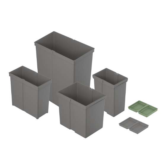 Afbeeldingen van Hettich Emmer 17 l, kunststof, antraciet, B x T x H 225 x 304 x 295 mm, voor afvalsysteem AvanTech YOU Pull, ArciTech Pull, InnoTech Pull