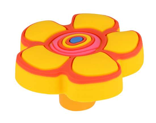 Afbeeldingen van Siro Meubelknop bloem kunststof - L 45mm/H 25mm/B 45mm geel 