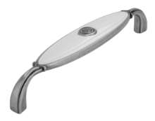 Afbeeldingen van Siro Meubelgreep metaal - boorafstand 128mm/L 138mm/H 27mm/B 23mm antiek zilver/wit 