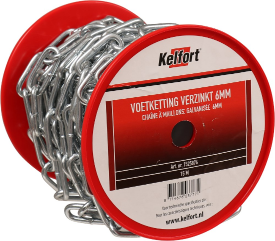 Afbeeldingen van Kelfort Voetketting - 6mm 15 meter - gegalvaniseerd 