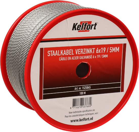 Afbeeldingen van Kelfort Staalkabel - 5mm 100 meter - 6x19 vlechtvorm gegalvaniseerd 