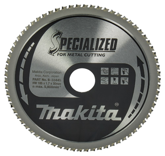 Afbeeldingen van Makita zaagblad B-33445 - Ø185X30X1.7mm 70 Tands - voor dun plaatstaal