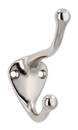 Afbeeldingen van Siro Kapstokhaak metaal - boorafstand 22mm/L 82mm/H 76mm/B 32mm nikkel glanzend 