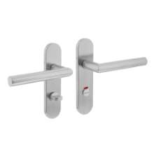 Afbeeldingen van INTERSTEEL Deurkruk Hoek90° basic op ovaal schild verdekt 170x40mm WC63/8mm rvs geborsteld 1225