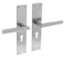Afbeeldingen van INTERSTEEL Deurkruk recht Hoek 90° ø19mm met schild 250x55x2mm rvs geborsteld 0583
