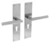 Afbeeldingen van INTERSTEEL Deurkruk recht Hoek 90° ø19mm met schild 250x55x2mm rvs geborsteld 0583