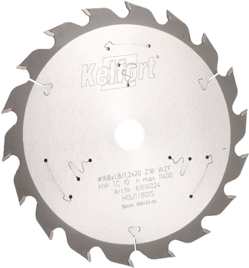 Afbeeldingen van Kelfort cirkelzaagblad - Ø168x1,8/1,2x20mm 18 tands WZF - voor hout
