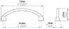 Afbeeldingen van Siro Meubelgreep metaal - boorafstand 64mm/L 72mm/H 21mm/B 8mm messing glanzend 