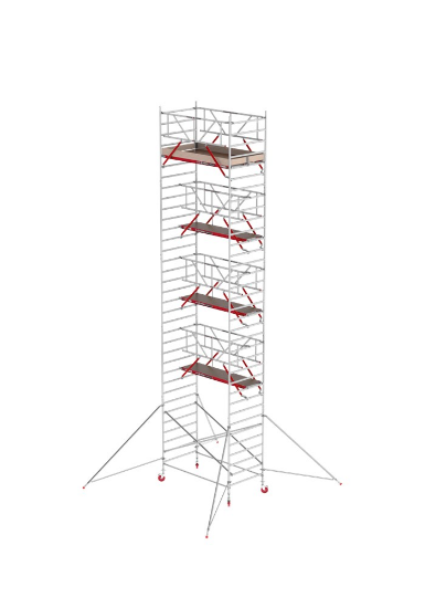 Afbeeldingen van Altrex Rolsteiger breed - aluminium met voorloopleuningen en schoren in de basis RS TOWER 42