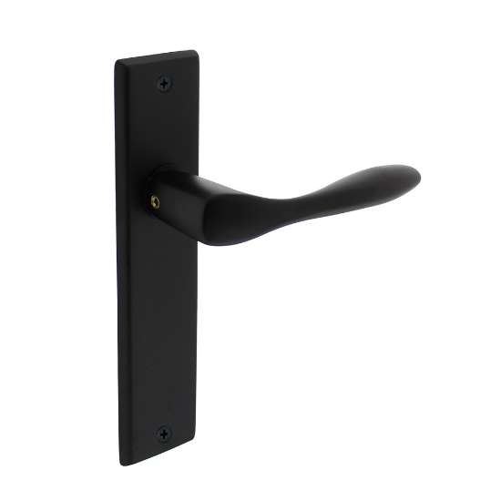 Afbeeldingen van INTERSTEEL Deurkruk Banaan met schild 181x41x7mm blind mat zwart 0201