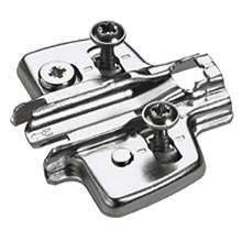 Afbeeldingen van Hettich Kruismontageplaat met directe hoogteverstelling, vernikkeld, Rijboring 37 x 32 mm, met spreidpluggen (voor boringen ø 5 x 12 mm), dikte 3,0 mm