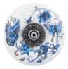 Afbeeldingen van Siro Meubelknop keramisch - L 38mm/H 33mm/B 38mm wit bloemen/ antiek zilver 