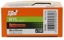 Afbeeldingen van Spit plug - Ø6x30mm - nylon met kraag 