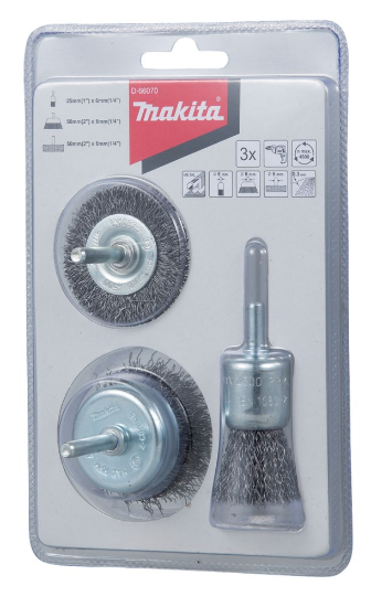 Afbeeldingen van Makita Borstelset 3dlg 6mm Pens/Vlak D-66070