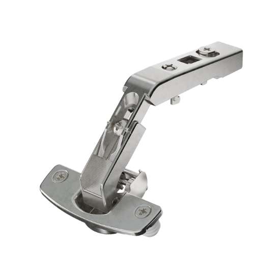 Afbeeldingen van Hettich Scharnier voor hoekkastvouwdeuren veerloos (Intermat 9930), vernikkeld, opliggend, Openingshoek 50° / 65°, TH-boorbeeld 52 x 5,5 mm, om in te drukken (ø 10 x 11)