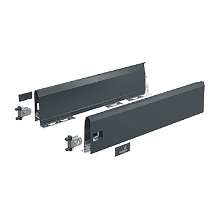 Afbeeldingen van Hettich ArciTech Schuif- / frontlade, setverpakking, ladezijwand hoogte 126 x NL 400 mm, antraciet, links en rechts