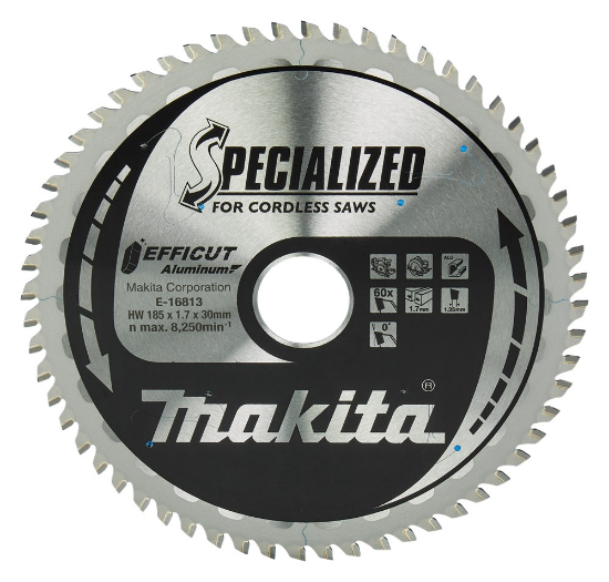 Afbeeldingen van Makita Zaagblad Efficut - Ø185x30mm 60T 0° - geschikt voor aluminium