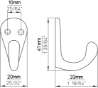 Afbeeldingen van Siro Kapstokhaak metaal - boorafstand 10mm/L 41mm/H 33mm/B 20mm - wit 