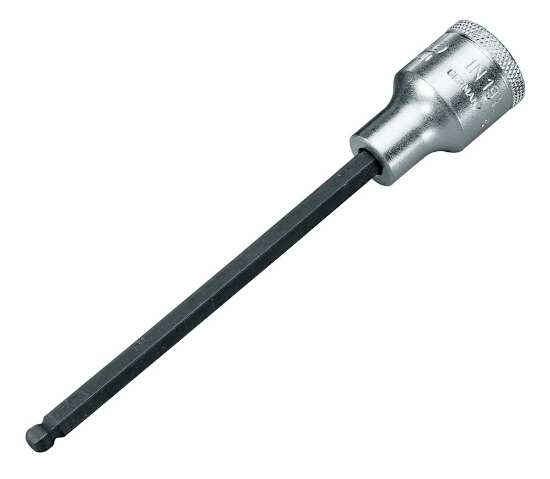 Afbeeldingen van Dopsleutel-schroevendraaier 1/2" met kogelkop, tbv binnenzeskant-schroeven, lang