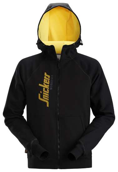 Afbeeldingen van Snickers hoodie met logo en rits 2888-0400, Maat L, zwart