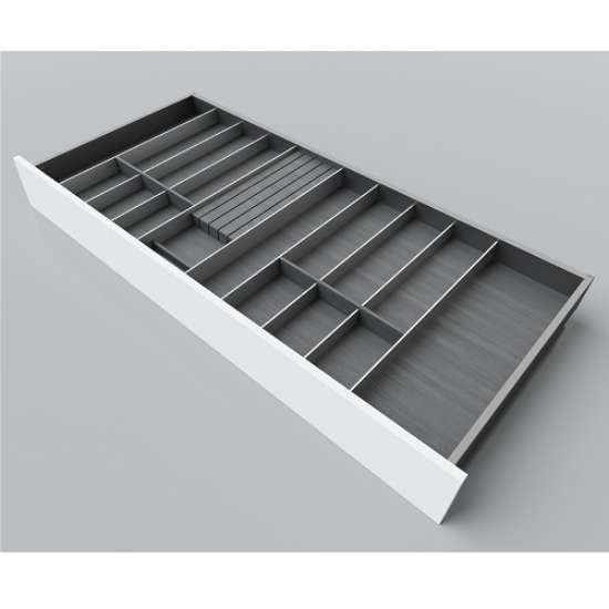 Afbeeldingen van Blum Bestekindeling Legrabox - corpusbreedte 1000mm-1200 diepte 550mm - houtdecor zwart/aluminium OL.SA5512S1BEST