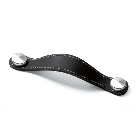 Afbeeldingen van Hettich Greep Gela, boorafstand 128, L 150 mm, B 26 mm, H 3 mm, zwart leer