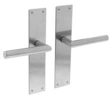 Afbeeldingen van INTERSTEEL Deurkruk recht Hoek 90° ø19mm met schild 250x55x2mm rvs geborsteld 0583