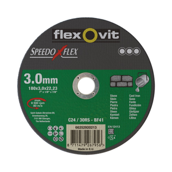 Afbeeldingen van Flexovit Doorslijpschijf - Ø180x3.0x22.2mm - steen