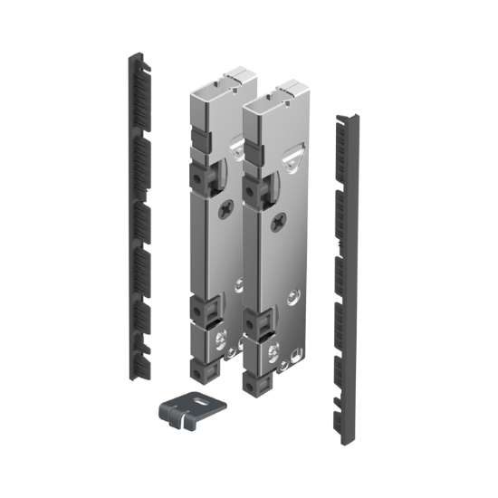 Afbeeldingen van Hettich AvanTech YOU Set verbinders voor inliggend front om zelf op maat te maken, te gebruiken met inlay-ladezijwand, systeemhoogte  187,  antraciet
