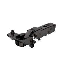 Afbeeldingen van Hettich Sensys scharnier voor dikke deuren, deurdikte tot 32 mm, met geïntegreerde demping (Sensys 8631i), in obsidiaanzwart, half opliggend, Openingshoek  95°, met spreidpluggen (ø 10 x 11)