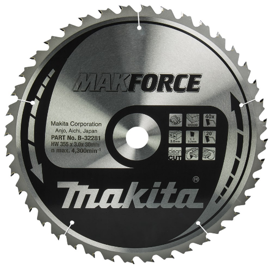 Afbeeldingen van Makita Zaagb Hout 355X30X3,0 40T 20G B-32281