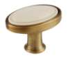 Afbeeldingen van Siro Meubelknop metaal - L 32mm/H 24mm/B 22mm antiek messing/beige 