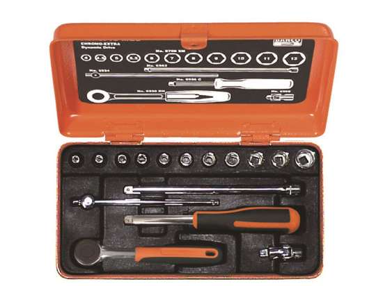 Afbeeldingen van Bahco dopsleutelset 16 delig 1/4'' met metalen doos
