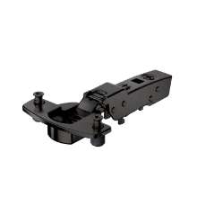 Afbeeldingen van Hettich Sensys scharnier voor dikke deuren, deurdikte tot 32 mm, veerloos (Sensys 8661), in obsidiaanzwart, half opliggend, Openingshoek  95°, met spreidpluggen (ø 10 x 11)