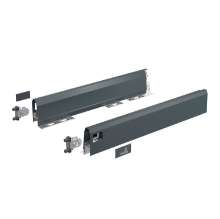 Afbeeldingen van Hettich ArciTech Schuif- / frontlade, setverpakking, ladezijwand hoogte 94 x NL 450 mm, antraciet, links en rechts