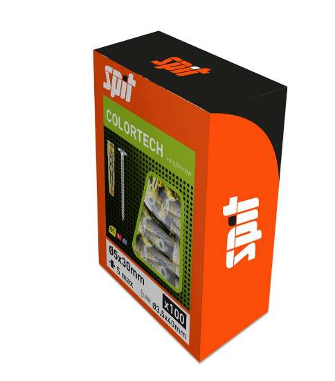 Afbeeldingen van Spit Universeel plug met schroef Colortech - 5x30mm - 100 stuks in doos 