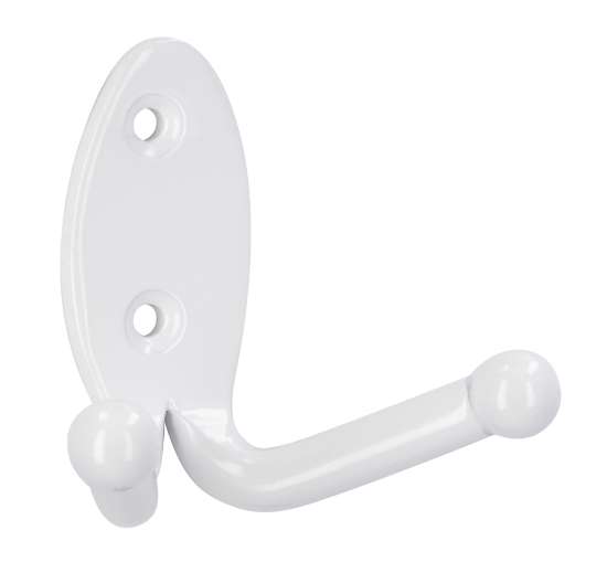 Afbeeldingen van Siro Kapstokhaak metaal - boorafstand 24mm/L 61mm/H 40mm/B 70mm - wit 
