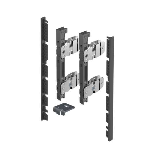 Afbeeldingen van Hettich AvanTech YOU Set verbinders voor inliggend front om zelf op maat te maken, te gebruiken met ladezijwand, systeemhoogte  187,  antraciet