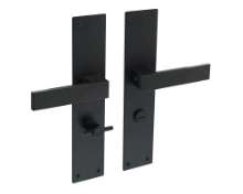 Afbeeldingen van INTERSTEEL Deurkruk Amsterdam met schild 250x55x2mm zwart 0571